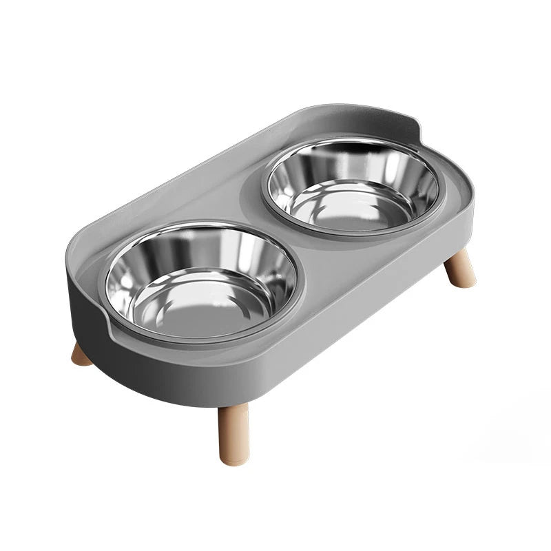 A Colorful Dopamine Pet Double Bowl Fashion Feeding Large Capacity Stainless Steel Dog Bowl Drinking Water Neck Cat Double Bowl