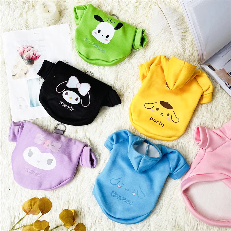 New Sanrio MyMelody Cinnamoroll Kuromi Pet Clothes Kawaii Anime Autumn and Winter Cat and Dog Anti Shedding Plush Pet Vest Gift