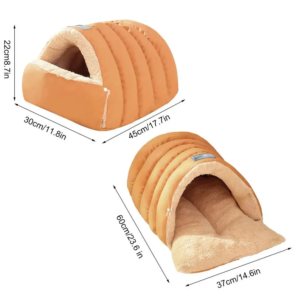 Cat Bed Cave Soft Semi-Enclosed House Comfortable Pet Cave Sack For Kitten Doggy Sleeping Home Travel Living Room Bedroom Floor