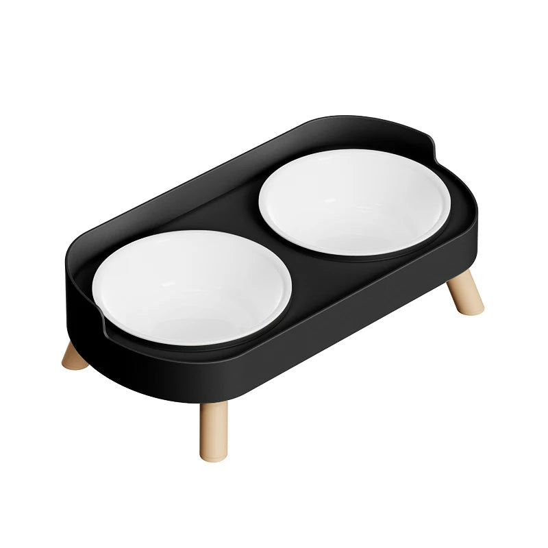 A Colorful Dopamine Pet Double Bowl Fashion Feeding Large Capacity Stainless Steel Dog Bowl Drinking Water Neck Cat Double Bowl