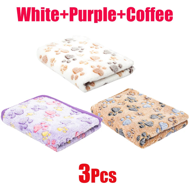New Pet Blanket Cute Dog Paw Pattern Soft Fluffy Pet Mat High Quality Flannel Warm Comfortable Cartoon Blanket for Cat Dogs Gift