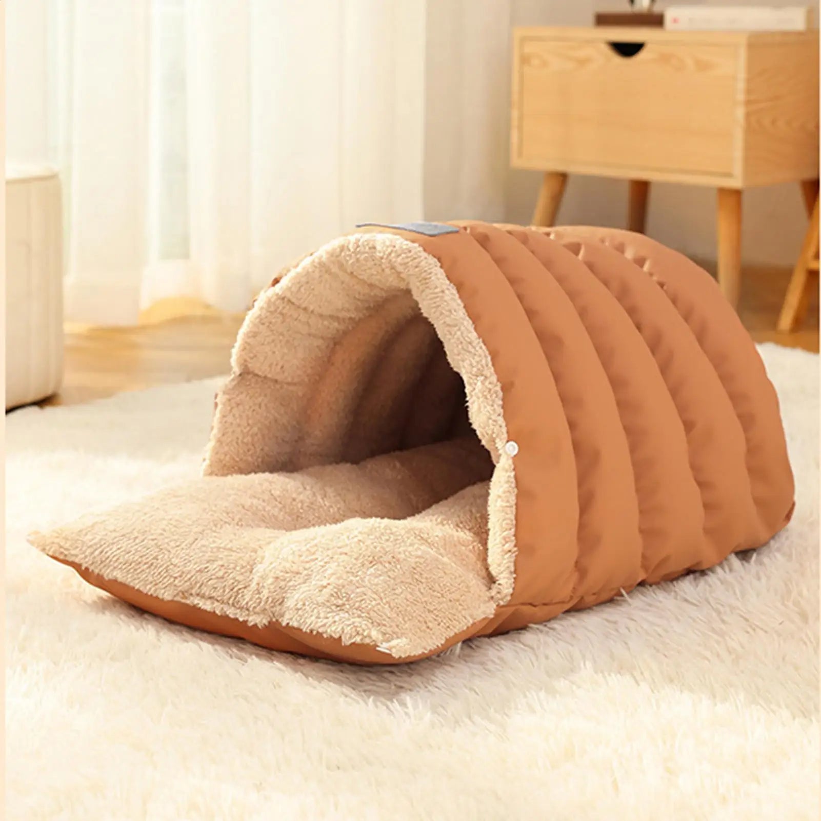 Cat Bed Cave Soft Semi-Enclosed House Comfortable Pet Cave Sack For Kitten Doggy Sleeping Home Travel Living Room Bedroom Floor