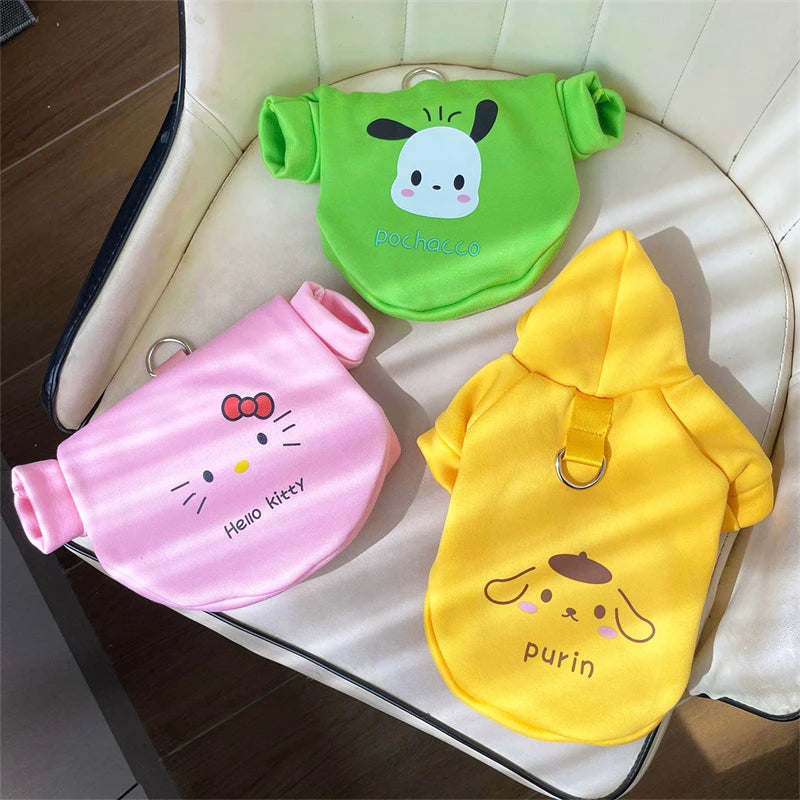New Sanrio MyMelody Cinnamoroll Kuromi Pet Clothes Kawaii Anime Autumn and Winter Cat and Dog Anti Shedding Plush Pet Vest Gift