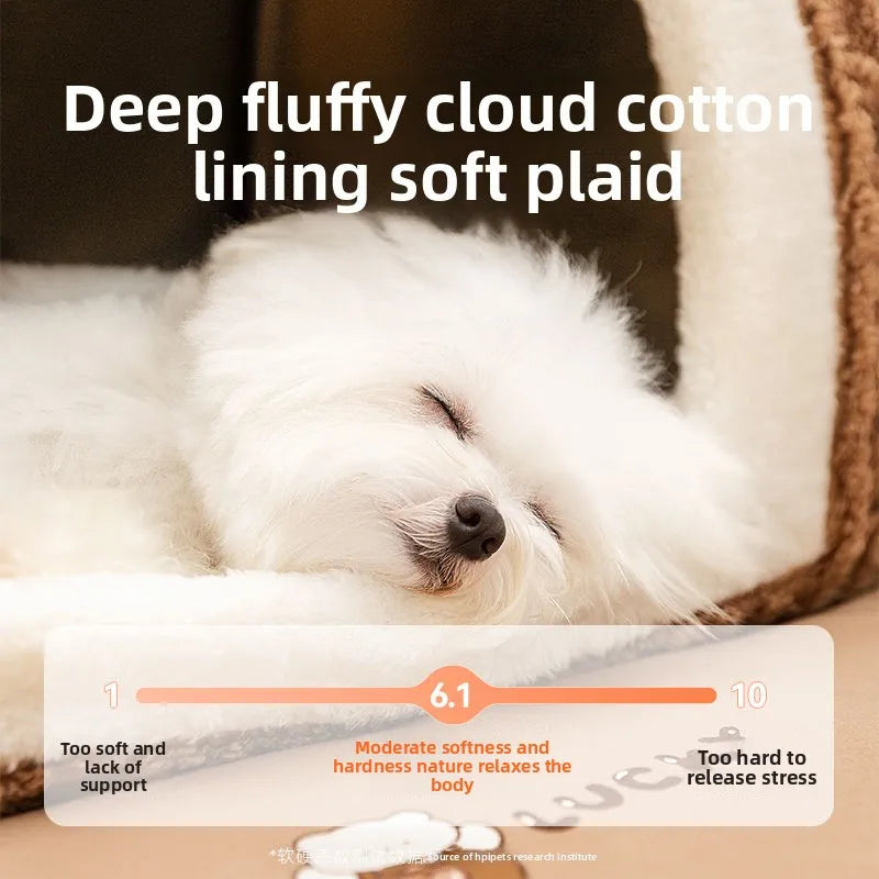 Autumn and Winter Dog Three-dimensional Bear Curved House Small Dog Schnauzer Than Bear Kennel Warm and Thicker Pet Nest
