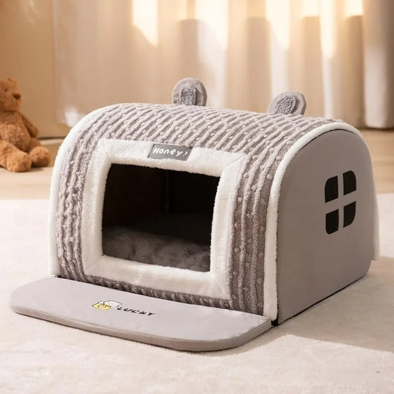 Autumn and Winter Dog Three-dimensional Bear Curved House Small Dog Schnauzer Than Bear Kennel Warm and Thicker Pet Nest