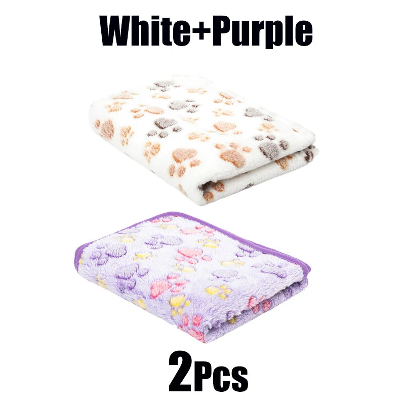 New Pet Blanket Cute Dog Paw Pattern Soft Fluffy Pet Mat High Quality Flannel Warm Comfortable Cartoon Blanket for Cat Dogs Gift