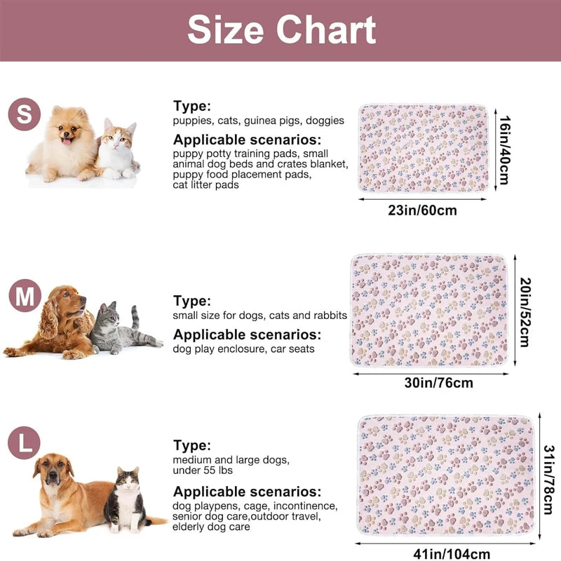 New Pet Blanket Cute Dog Paw Pattern Soft Fluffy Pet Mat High Quality Flannel Warm Comfortable Cartoon Blanket for Cat Dogs Gift