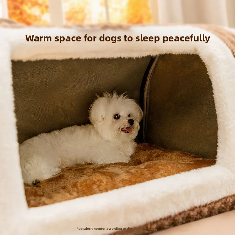 Autumn and Winter Dog Three-dimensional Bear Curved House Small Dog Schnauzer Than Bear Kennel Warm and Thicker Pet Nest