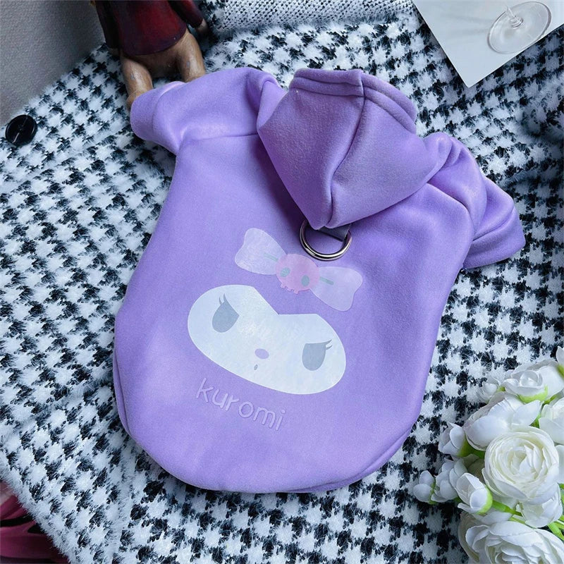 New Sanrio MyMelody Cinnamoroll Kuromi Pet Clothes Kawaii Anime Autumn and Winter Cat and Dog Anti Shedding Plush Pet Vest Gift