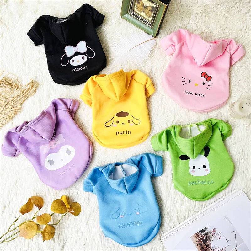 New Sanrio MyMelody Cinnamoroll Kuromi Pet Clothes Kawaii Anime Autumn and Winter Cat and Dog Anti Shedding Plush Pet Vest Gift