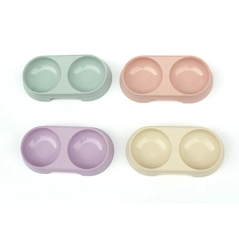 Wheat Straw Pet Double Bowl Dog Bowl Cat Dog Drink Water and Eat Dual-use Rice Bowl Pet Supplies Cats Feeder Pets Items