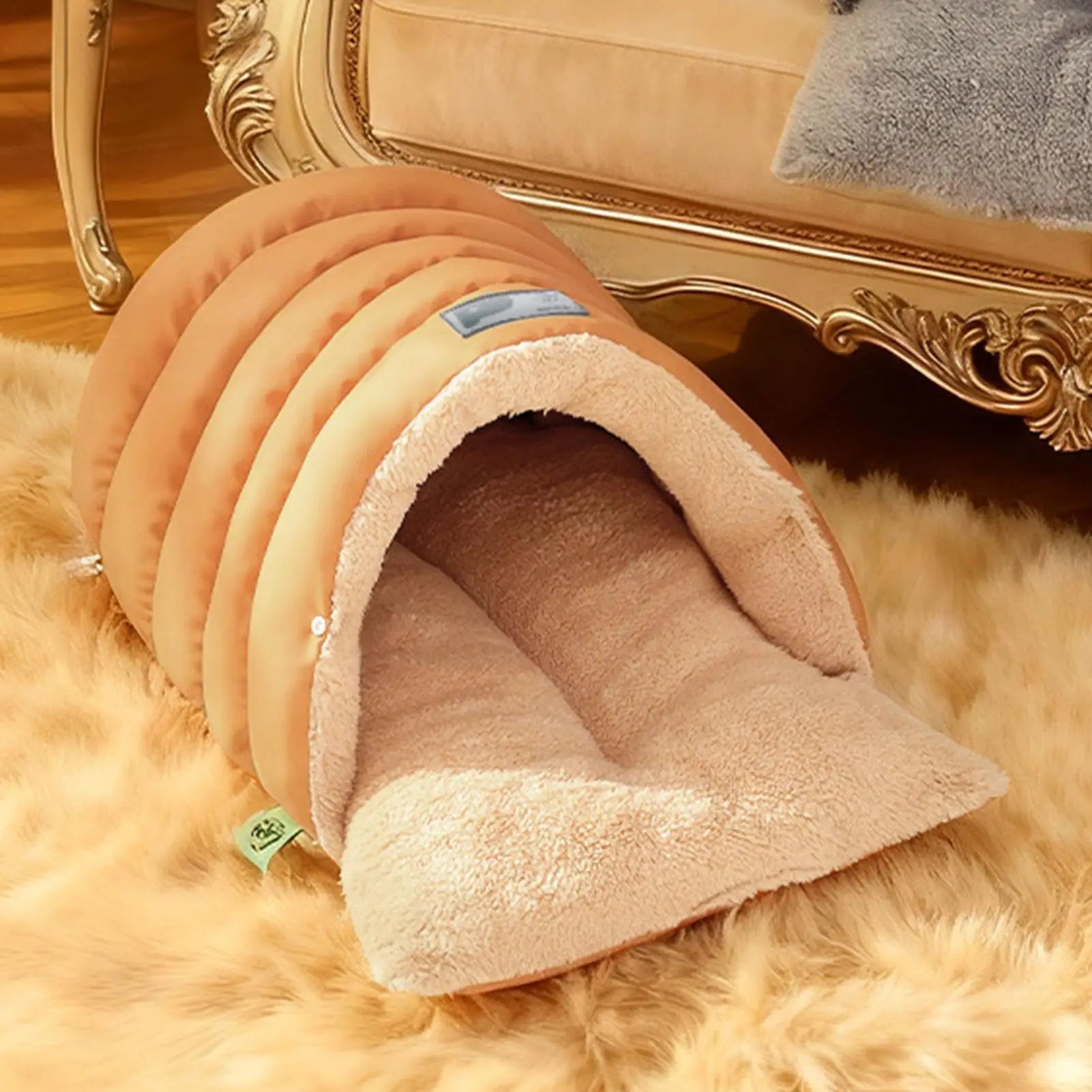 Cat Bed Cave Soft Semi-Enclosed House Comfortable Pet Cave Sack For Kitten Doggy Sleeping Home Travel Living Room Bedroom Floor