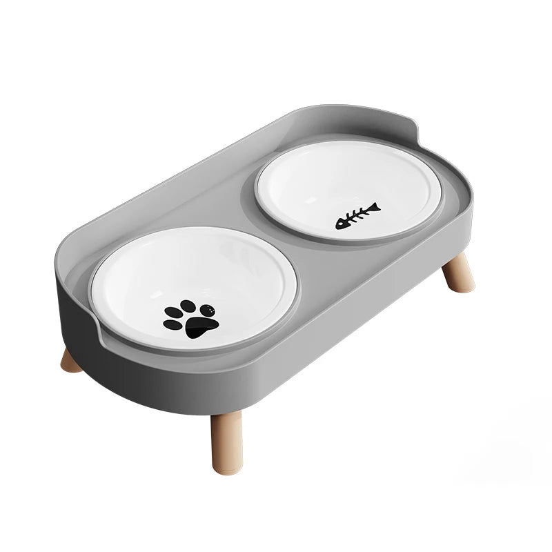 A Colorful Dopamine Pet Double Bowl Fashion Feeding Large Capacity Stainless Steel Dog Bowl Drinking Water Neck Cat Double Bowl