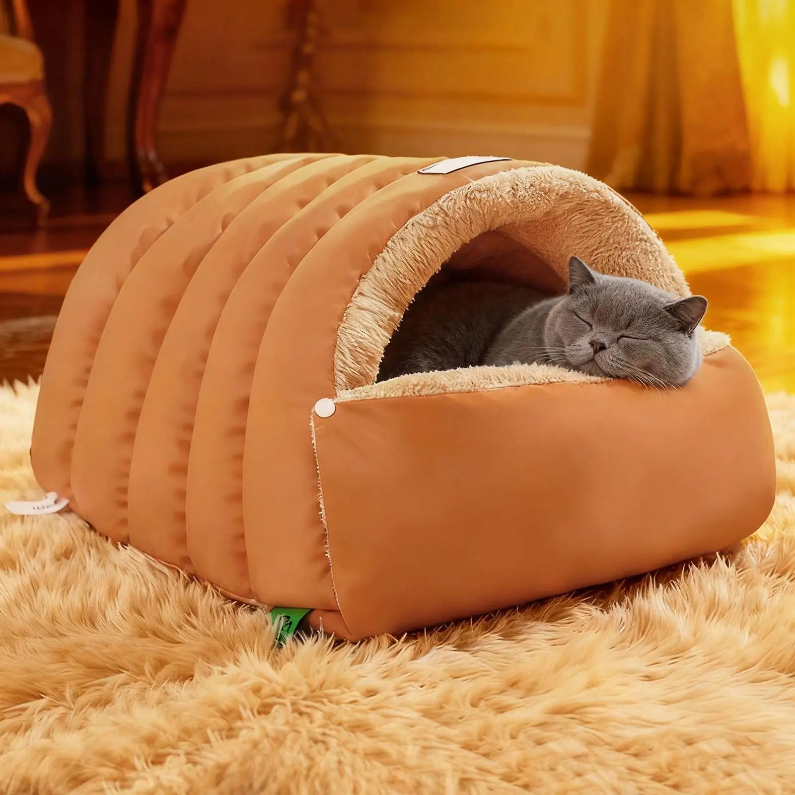 Cat Bed Cave Soft Semi-Enclosed House Comfortable Pet Cave Sack For Kitten Doggy Sleeping Home Travel Living Room Bedroom Floor