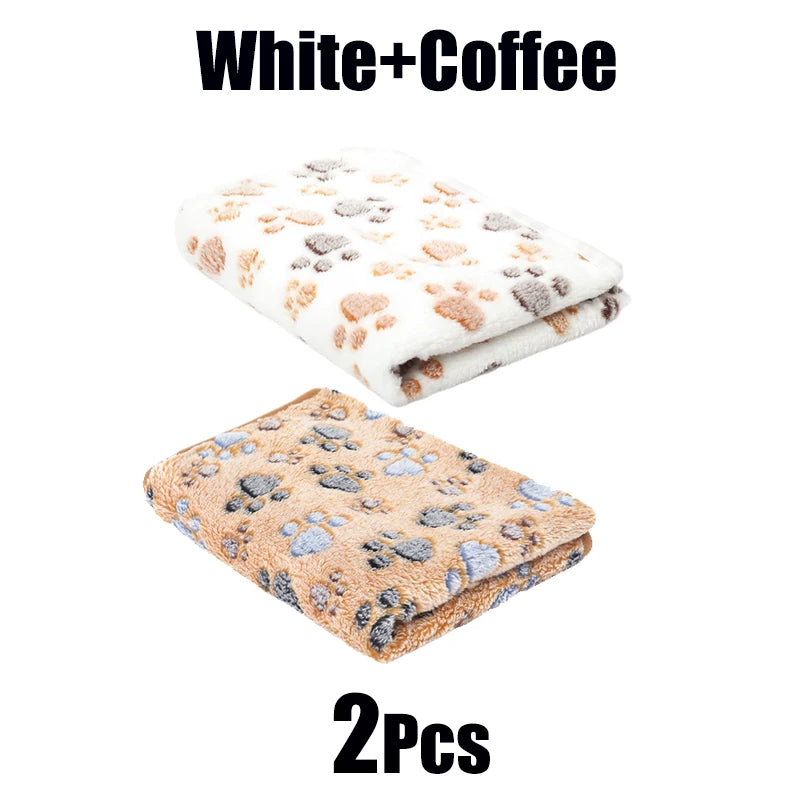 New Pet Blanket Cute Dog Paw Pattern Soft Fluffy Pet Mat High Quality Flannel Warm Comfortable Cartoon Blanket for Cat Dogs Gift